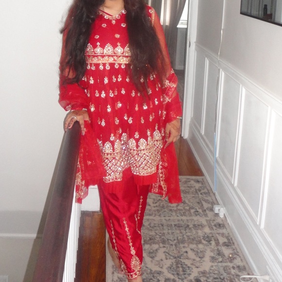 Fancy Party Pakistani Indian Dress Salwar Kameez L / XL / 44 Frock Peplum - Picture 8 of 8